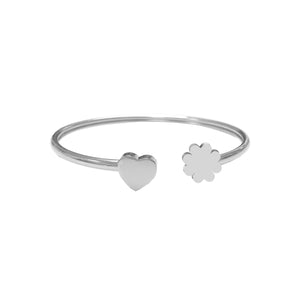 Bangle with heart and clover charm