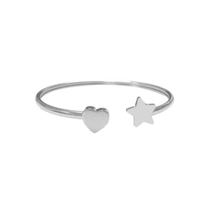 Bangle with heart and star charm