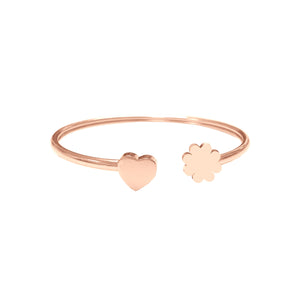 Bangle with heart and clover charm