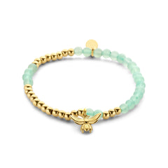 Beaded bracelet with aventurine beads and bee charm