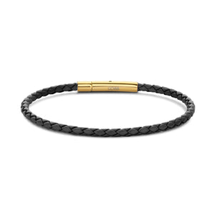 Armband gevlochten leer bruin