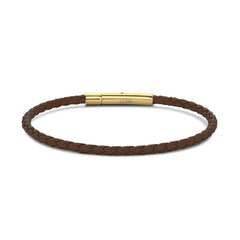 Armband gevlochten leer bruin