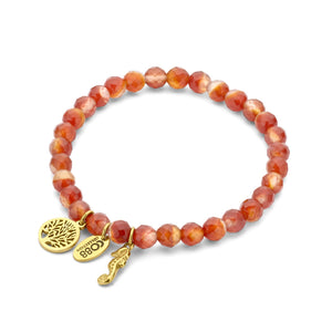 Beaded bracelet Gold with charms tree of life and seahorse