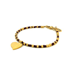 Beaded bracelet with brown beads and heart charm