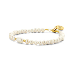 Pearl Bracelet with Gold-Colored Beads