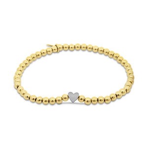 Beaded bracelet gold with heart
