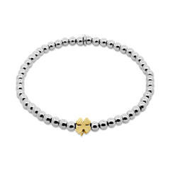 Beaded bracelet steel beads with clover