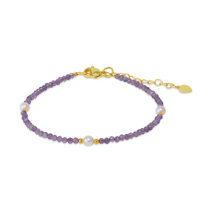 Beaded bracelet tourmaline and shell pearls