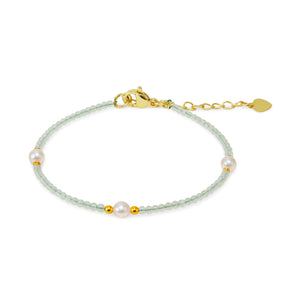 Beaded bracelet tourmaline and shell pearls