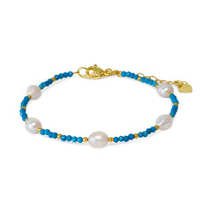 Turquoise Bead & Pearl Bracelet