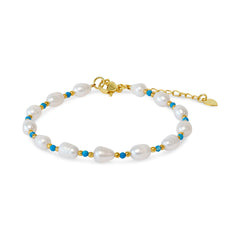 Pearl & Turquoise Bead Bracelet