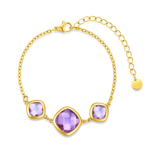Armband met paarse glasstenen