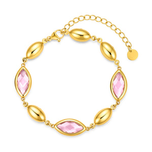 Armband met roze glazen steentjes
