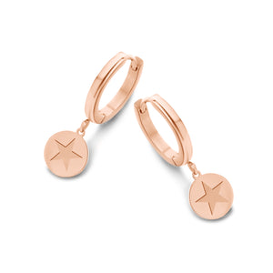 Hoops with round pendant with star