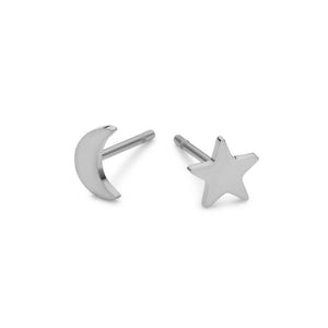 Stud earrings star and moon