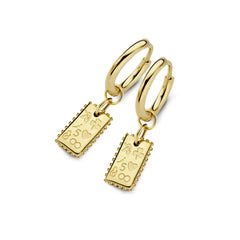 Hoops with rectangular charm