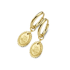 Hoops with text charm Live life