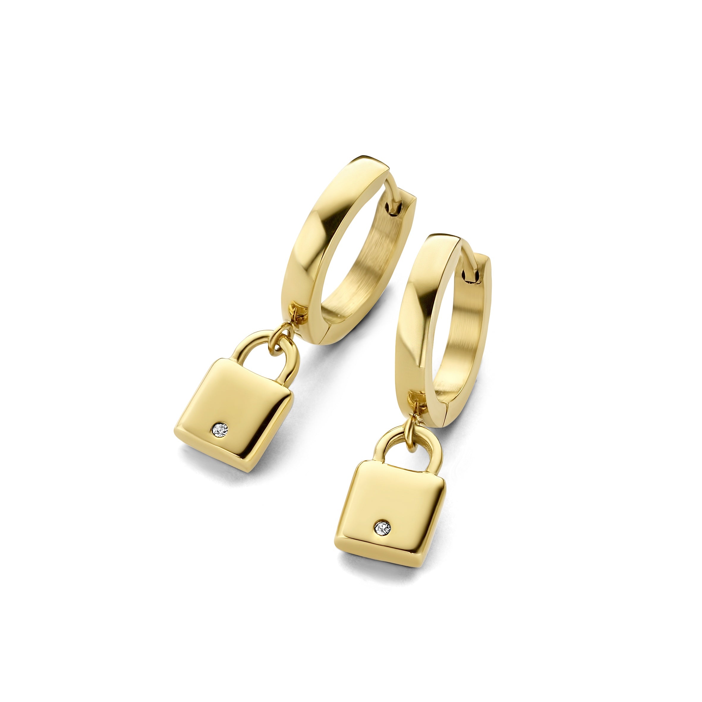 Hoops with lock charm