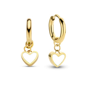 Hoops with black enamel heart charm