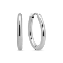 CO88 Collection Oval Hoop Earrings 18x20mm Stainless Steel