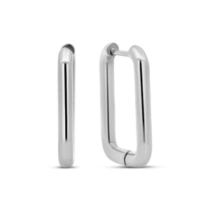 CO88 Collection Oval Hoop Earrings 16x20mm Stainless Steel