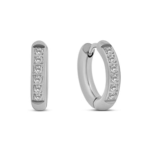 CO88 Collection Crystal Hoop Earrings 10mm Stainless Steel