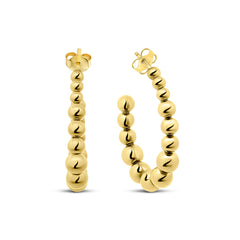 CO88 Collection Open Beaded Hoop Earrings Stainless Steel