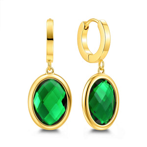 Oorbel met glazen steen groen