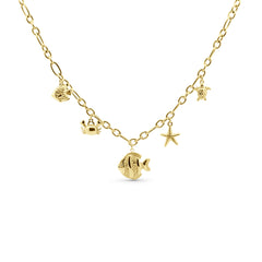 Necklace with sea charms and large fish