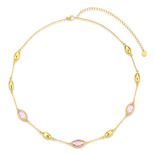 Necklace with steel and glass stones