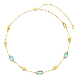 Necklace with steel and glass stones