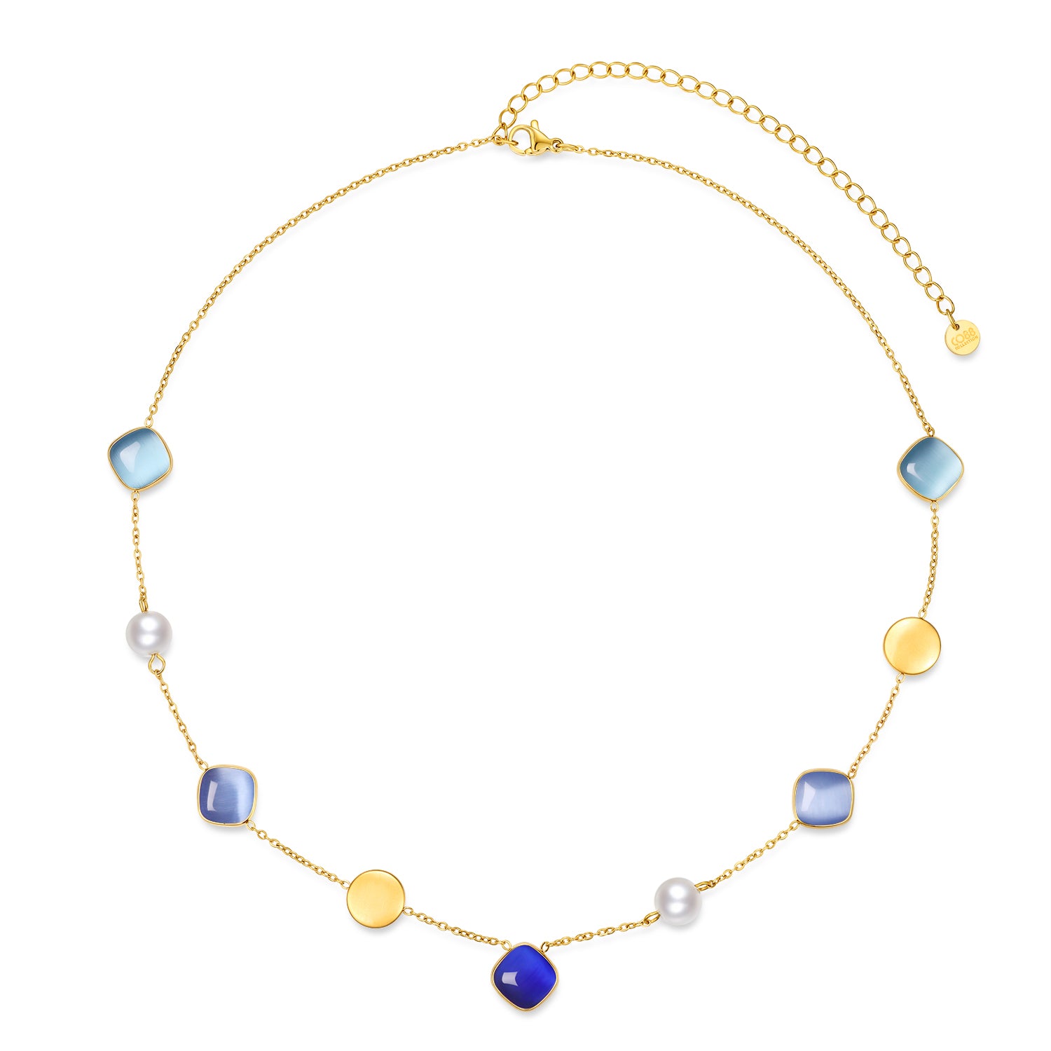 Necklace with cat's eye and shell beads