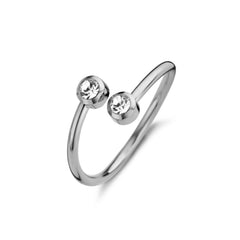 CO88 Collection Open Ring with Zirconia Stones – Stainless Steel