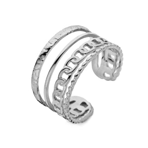CO88 Collection Layered Open Ring – Stainless Steel