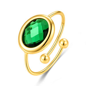 CO88 Collection Stone Open Ring – Stainless Steel