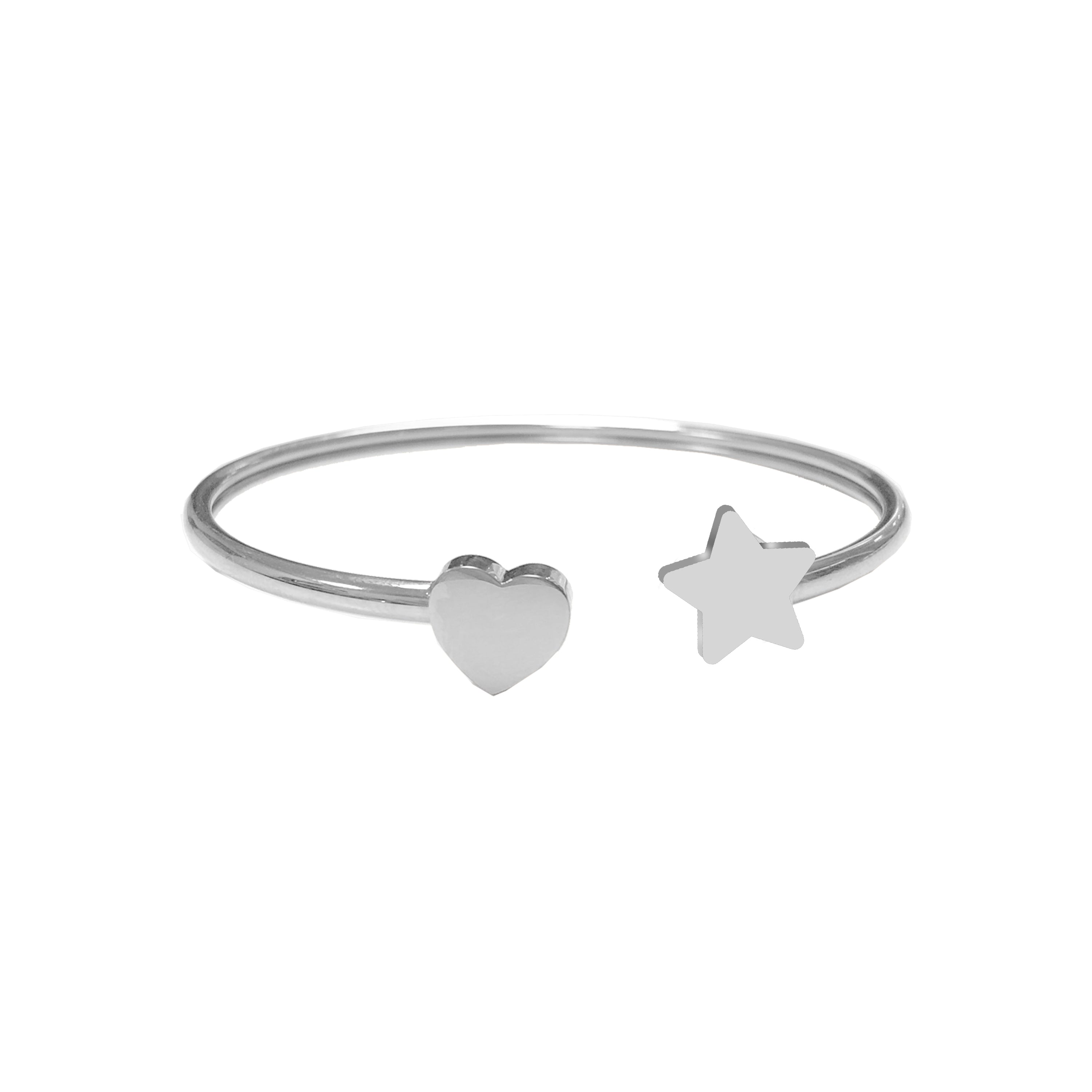 Bangle with heart and star charm
