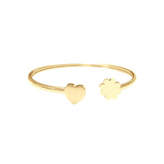 Bangle with heart and clover charm