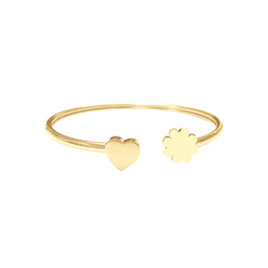 Bangle with heart and clover charm