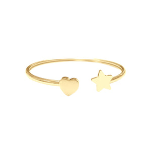 Bangle with heart and star charm