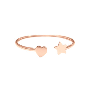 Bangle with heart and star charm