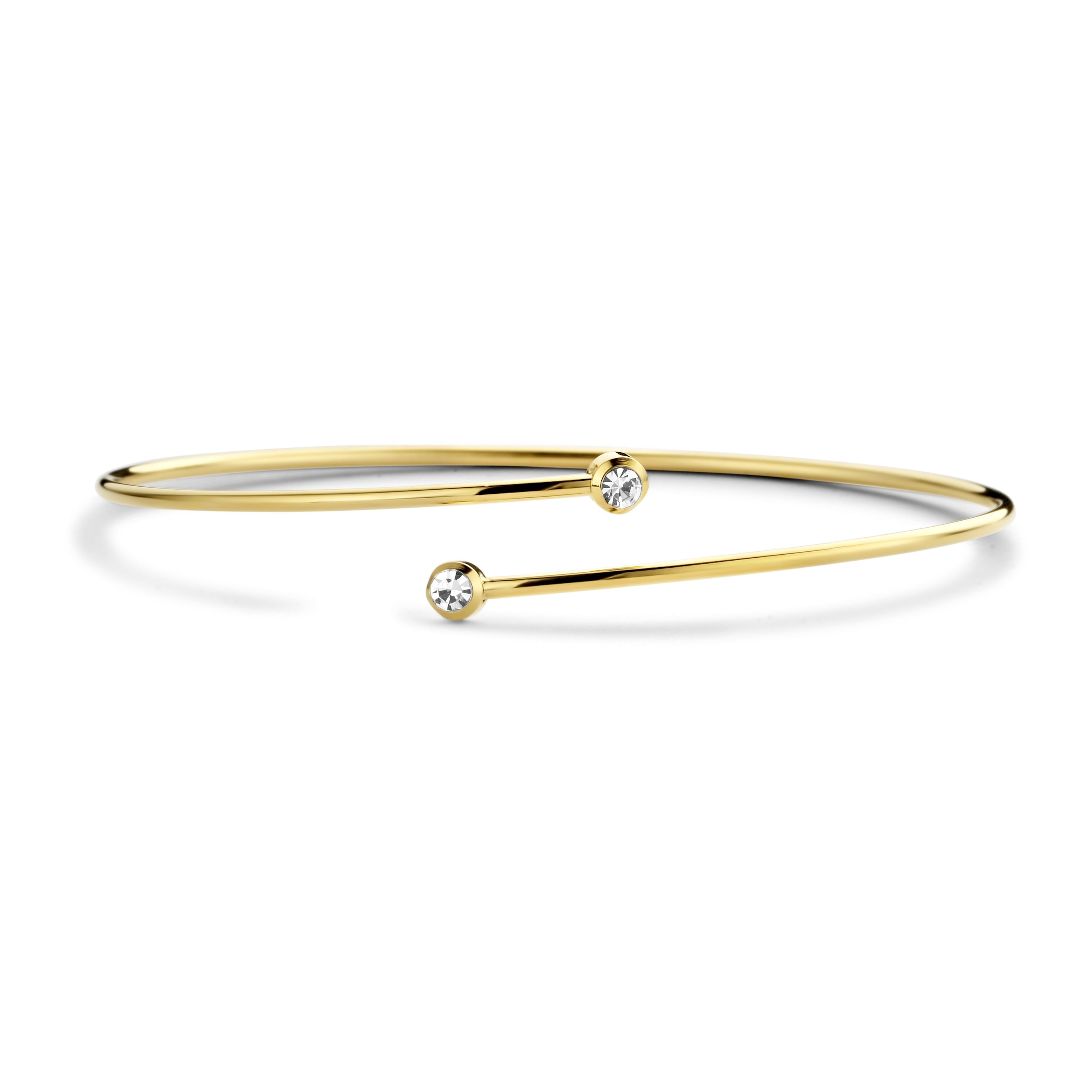 Open bangle with two stones
