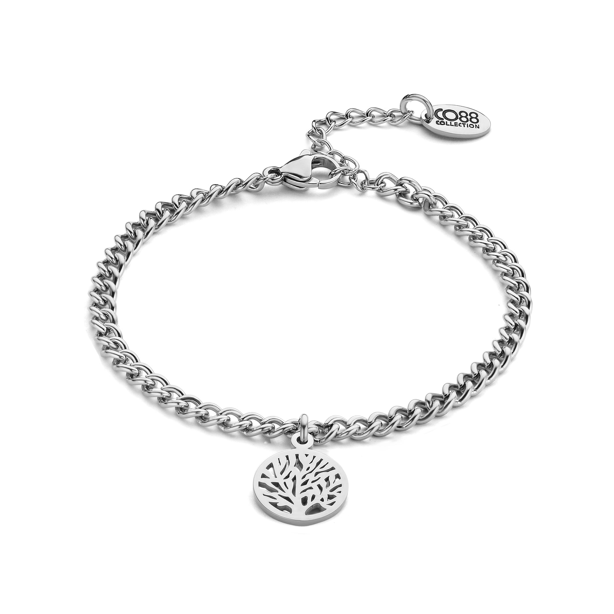 Link bracelet with tree of life charm