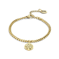 Link bracelet with tree of life charm