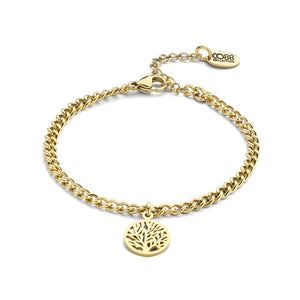 Link bracelet with tree of life charm