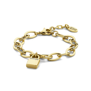 Link bracelet with lock charm