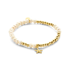 Beaded bracelet with pearls and starfish charm