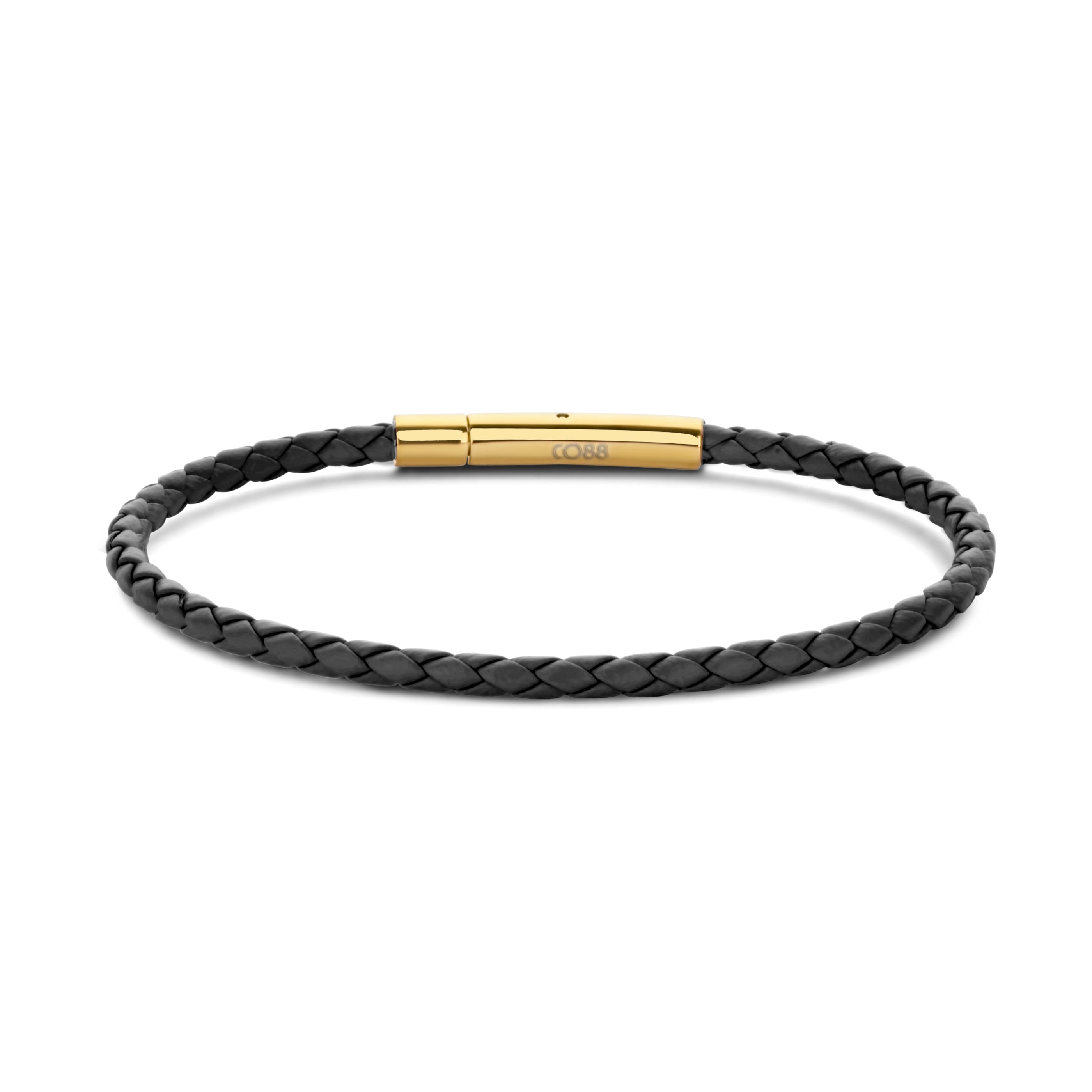 Armband gevlochten leer bruin