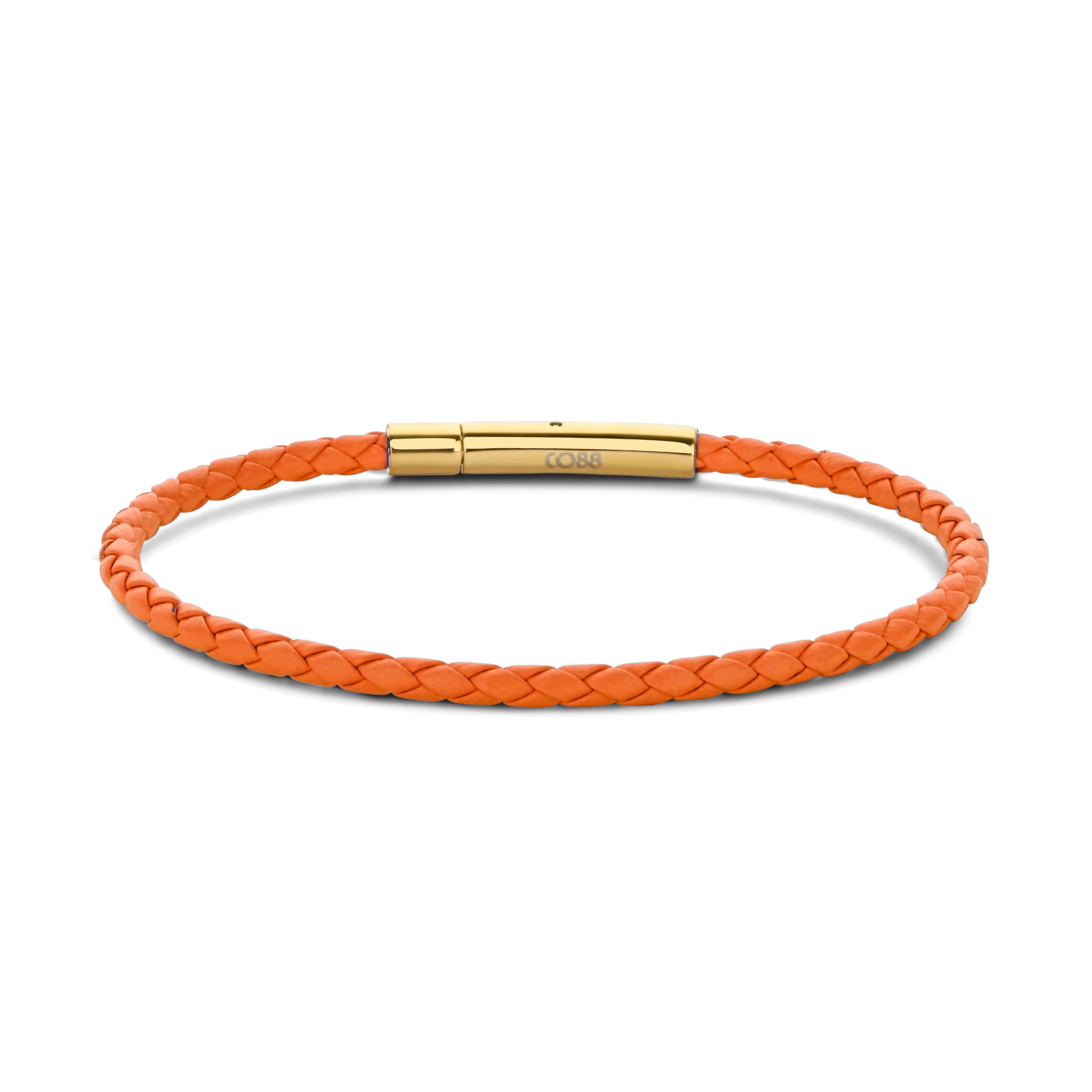 Armband gevlochten leer bruin