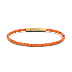 Armband gevlochten leer bruin
