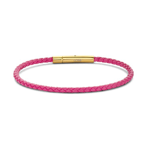 Armband gevlochten leer bruin